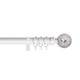 Home Harmony® Cut Glass Ball Finial Telescopic Extendable Curtain Pole set In Black or Silver and Matching Holdbacks Available (White, 180 - 340 cm)