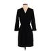 H&M Casual Dress - Mini V Neck 3/4 sleeves: Black Print Dresses - Women's Size 4