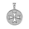 Sterling Silver Knights Templar Maltese Cross Medal Pendant, Metal