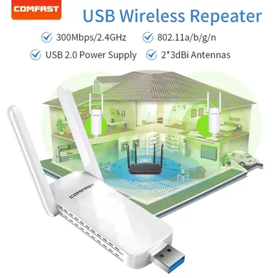 COMFAST-Répéteur WiFi USB 300Mbps booster de signal 2.4G prolongateur sans fil 2 divulguer