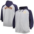 Men's Heathered Gray/Navy Houston Astros Big & Tall Raglan Full-Zip Hoodie