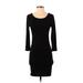 Forever 21 Casual Dress - Bodycon Scoop Neck 3/4 sleeves: Black Solid Dresses - Women's Size Medium