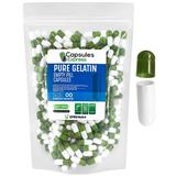 XPRS Nutra Size 00 Empty Capsules - 500 Count Colored Empty Gelatin Capsules - Capsules Express Empty Pill Capsules - DIY Supplement Capsule - Color Gel Caps (Green and White)