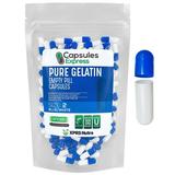 XPRS Nutra Size 2 Empty Capsules - 100 Count Colored Empty Gelatin Capsules - Capsules Express Empty Pill Capsules - DIY Supplement Capsule - Color Gel Caps (Blue and White)