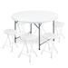 MoNiBloom 7 Pieces 4.5 FT Folding Round Outdoor Table & Chair Set, Event Party Desk & Foldable Black Steel Stools Plastic/Metal in White | Wayfair