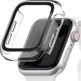 Full Coverage Case for Apple Watch Screen Protector Hard Case 9H Screen Protector for Apple Watch Ultra/SE2/8/7/6/5/4/SE Full Coverage Screen Protector for Apple Watch 45mm Crystal Clear