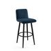 Corrigan Studio® Nay Swivel Counter & Bar Stool Velvet in Blue/Black | 37.625 H x 19 W x 22 D in | Wayfair 3ADA1FE69E7242BA989DD714C92F4520