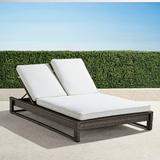 Palermo Double Chaise Lounge with Cushions in Bronze Finish - Resort Stripe Glacier, Standard - Frontgate