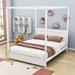 Red Barrel Studio® Wooden Canopy Platform Bed w/ Headboard in Gray/White | 75 H x 63 W x 84 D in | Wayfair C1BE5268590F49CFA85881A6682602A8