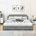 Red Barrel Studio® Bed w/ Headboard & 4 Drawers Wood & /Upholstered/Linen in Brown/Gray | 40.4 H x 80 W x 86 D in | Wayfair