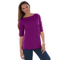 Plus Size Women's Stretch Cotton Cuff Tee by Jessica London in Purple Tulip (Size 22/24) Short-Sleeve T-Shirt