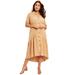 Plus Size Women's Ruffled Shirt Dress by June+Vie in Soft Camel (Size 14/16)