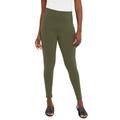 Plus Size Women's Everyday Stretch Cotton Legging by Jessica London in Dark Olive Green (Size 26/28)