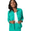 Plus Size Women's Classic Cotton Denim Jacket by Jessica London in Aqua Sea (Size 12) 100% Cotton Jean Jacket