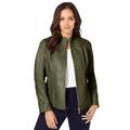Plus Size Women's Zip Front Leather Jacket by Jessica London in Dark Olive Green (Size 20 W)