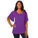 Plus Size Women's Stretch Knit Flutter Sleeve Tunic by Jessica London in Purple Orchid (Size L)