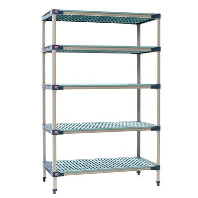 Metro 5X367G4 MetroMax 4 Polymer Louvered Shelf Kit - 60"W x 18"D x 74"H, Polymer Shelves and Posts, Microban Antimicrobial Protection