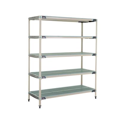 Metro 5X567GX3 60" NSF 5-Tier Polymer Shelf Kit - MetroMax i, 24"W, 74"H, 5 Shelves, Microban Antimicrobial, Blue