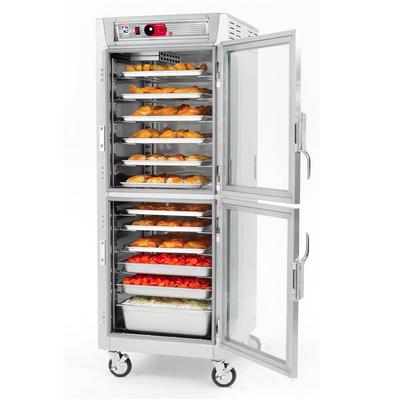 Metro C589-SDC-LPDS Full Height Insulated Mobile Heated Cabinet w/ (34) Pan Capacity, 120v, Dutch Solid/Clear Doors, Stainless Steel