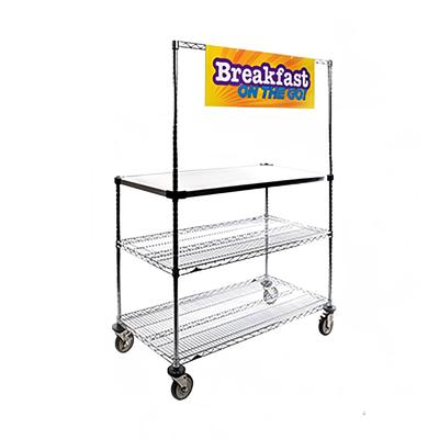 Metro GG2460 3 tier Grab n' Go Breakfast Cart - 60"W x 24"D, Steel, Stainless Steel