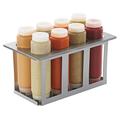 Server 86996 Squeeze Bottle Holder Set w/ 8 Bottles, Lids, Open Frame, Stainless, Silver