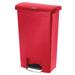 Rubbermaid 1883568 18 gal Rectangle Plastic Step Trash Can, 19 43/64" L x 12 15/64" W x 31 39/64" H, Red, Resin