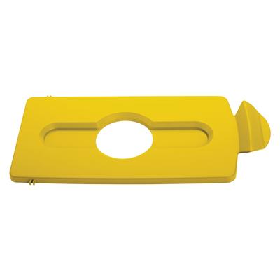 Rubbermaid 2007881 Hinged Lid Insert for 23 gal Slim Jim Recycling Containers - Bottles/Cans, 16 1/2" x 8", Yellow