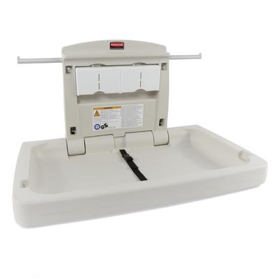 Rubbermaid FG781888LPLAT Horizontal Wall-Mounted Changing Station - Plastic, Platinum, Adjustable Safety Belt, Silver