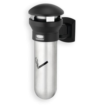 Rubbermaid FG9W3200SSBLA Mounted Cigarette Receptacle w/ 1200 Butt Capacity, Domed Top, Wall Mount, 1,200 Butt Capacity, Silver