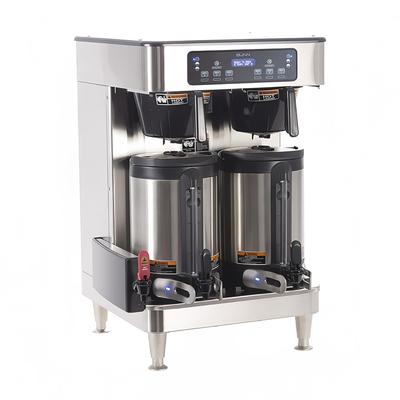 Bunn 51200.0102 Twin Automatic Coffee Brewer for Soft Heat Thermal Servers - Black/Stainless, 120-208v/1ph, 6 Brew Buttons, Silver