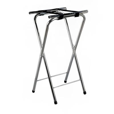 Carlisle C3625T38 Folding Tray Stand - 19" x 16" x 36", 2 Black Straps, Chrome