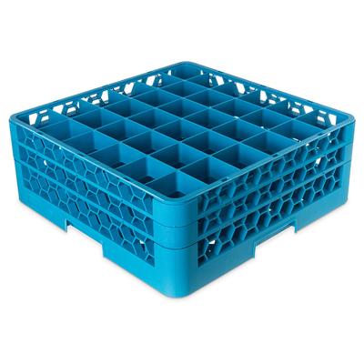 Carlisle RG36-214 OptiClean Glass Rack w/ (36) Compartments - (2) Extenders, Blue