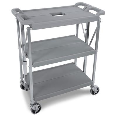 Carlisle SBC152123 Fold 'N Go 3 Level Polymer Utility Cart w/ 350 lb Capacity, Flat Ledges, Gray