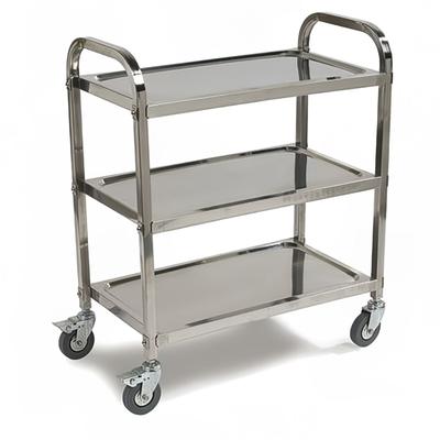 Carlisle UC4031733 3 Level Stainless Utility Cart w/ 400 lb Capacity, Raised Ledges, Silver