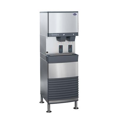 Follett 50FB425A-S Symphony Plus 425 lb Floor Model Nugget Ice & Water Dispenser for Commercial Ice Machines - 50 lb Storage, Cup Fill, 115v, Nugget-Style, Stainless Steel