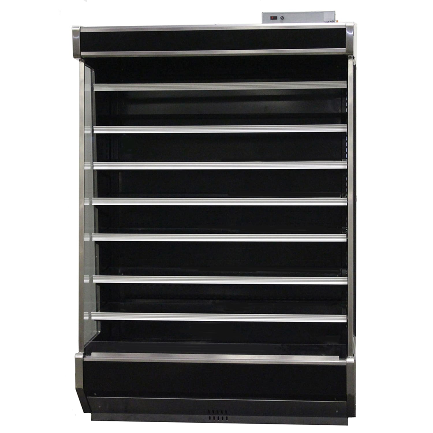 SandenVendo 50" Vertical Open Air Cooler - 8 Levels, Remote Refrigeration, Black, 115v, RSC4RA012