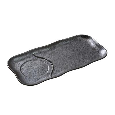 Yanco DB-4112 Rectangular Diamond Black Compartment Plate - 12" x 6", Porcelain, Black