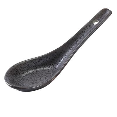 Yanco DB-7002 5 1/2" Diamond Black Spoon - Porcelain, Black