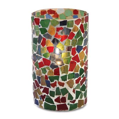 Sterno 80204 Malta Candle Lamp - 3 9/32"D x 4 31/32"H, Glass, Multi Colored Mosaic, Multi-Colored