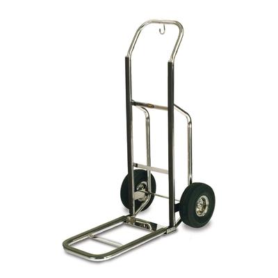 Forbes Industries 1555-B-PS Bellman's Handtruck w/ 23 1/2" Fold Up Dropnose & Black Vinyl Bumpers - Polished Steel