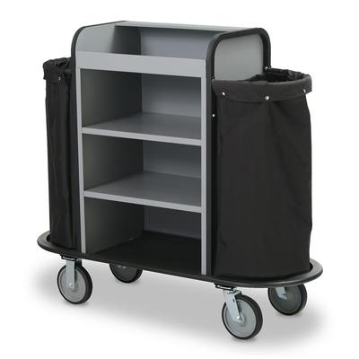 Forbes Industries 2010 Housekeeping Cart w/ 3 Shelves - 30"L x 20"W x 43"H, Aluminum, Black