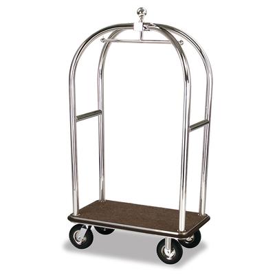 Forbes Industries 2525 Birdcage Luggage Cart w/ (2) Push Bars & Carpeted Deck - 43