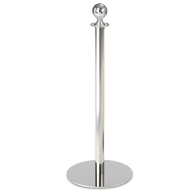 Forbes Industries 2725 37 1/2"H Crowd Control Stanchion w/ Hook Ring & Ball Finial - Polished Stainless Steel