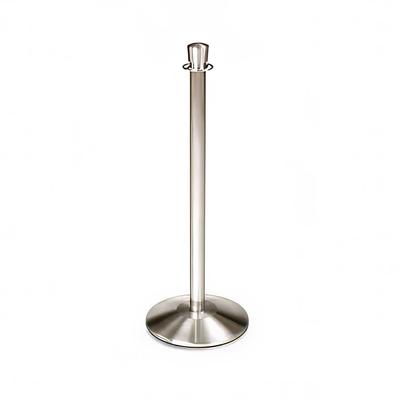Forbes Industries 2740 39"H Crowd Control Stanchion w/ Hook Ring & Drum Top - Brushed Stainless Steel