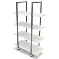 Forbes Industries 6506 Mobile Display Tower w/ (4) Wood Veneer Shelves & Brushed Steel Frame - 48"L x 24"W x 78"H, White