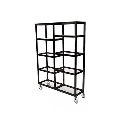 Forbes Industries 6570-SS Mobile Display Tower w/ 8 Glass Shelves & Stainless Steel Frame - 48"L x 14"W x 68 1/2"H, Black