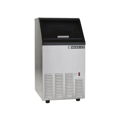 Maxx Ice MIM75 16 7/10"W Bullet Cube Undercounter Commercial Ice Machine - 75 lbs/day, Air Cooled, Gravity Drain, 115v, Stainless Steel