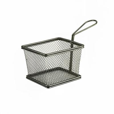 Steelite GWSVB1210BK Rectangular Serving Fry Basket - 5" x 4" x 3 1/3", Stainless Steel, Black