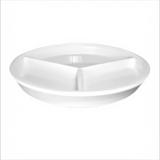 Hall China HL19010AWHA 9 1/16" Round (3) Compartment Plate - China, White, 3 Compartment Divided China Plate, 12/Pack