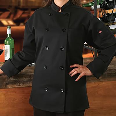 Ritz RZCOATBK2X Kitchen Wears Chef's Coat w/ Long Sleeves - Poly/Cotton, Black, 2X